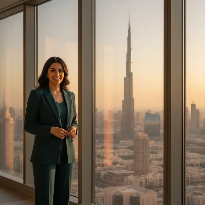 Enterprise leader with Dubai skyline and Burj Khalifa, AI advisory across the UAE